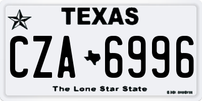TX license plate CZA6996