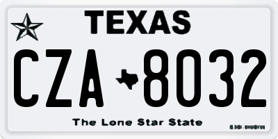 TX license plate CZA8032