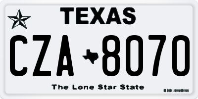 TX license plate CZA8070
