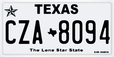 TX license plate CZA8094