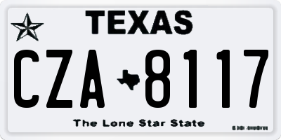 TX license plate CZA8117