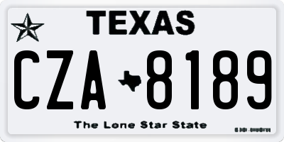 TX license plate CZA8189
