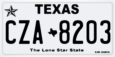 TX license plate CZA8203