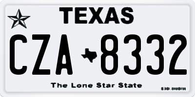 TX license plate CZA8332