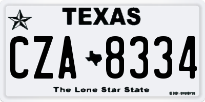 TX license plate CZA8334
