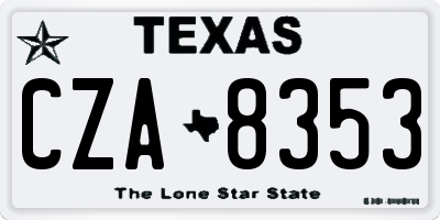 TX license plate CZA8353