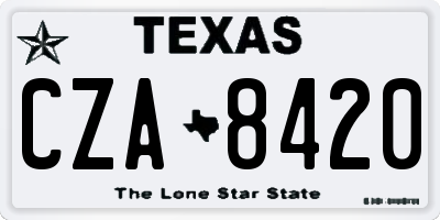 TX license plate CZA8420
