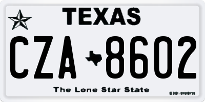 TX license plate CZA8602