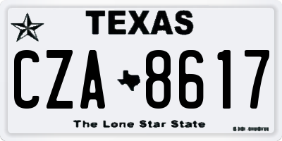 TX license plate CZA8617