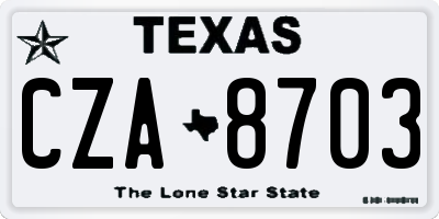 TX license plate CZA8703