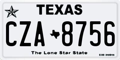 TX license plate CZA8756