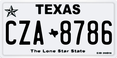 TX license plate CZA8786