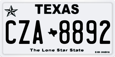 TX license plate CZA8892