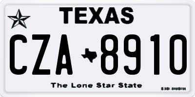 TX license plate CZA8910