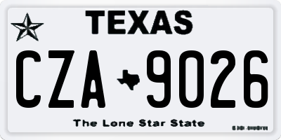 TX license plate CZA9026
