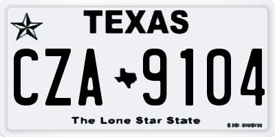 TX license plate CZA9104
