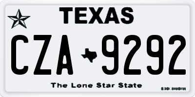 TX license plate CZA9292