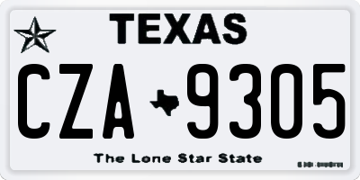 TX license plate CZA9305