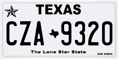 TX license plate CZA9320
