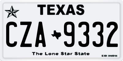TX license plate CZA9332
