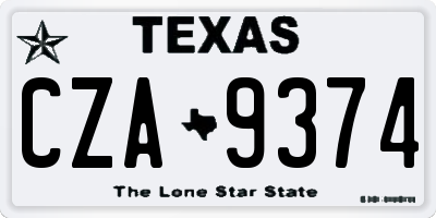 TX license plate CZA9374