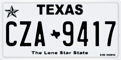 TX license plate CZA9417