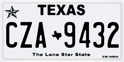 TX license plate CZA9432