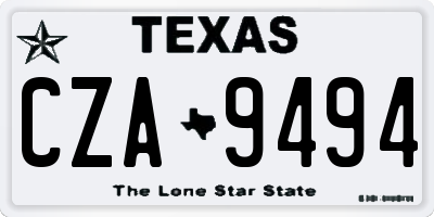 TX license plate CZA9494