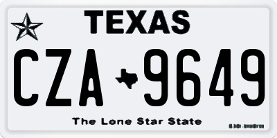 TX license plate CZA9649