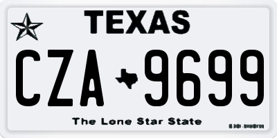 TX license plate CZA9699