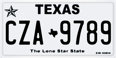 TX license plate CZA9789