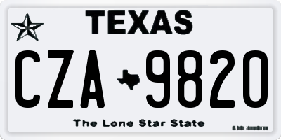 TX license plate CZA9820