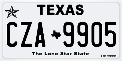 TX license plate CZA9905