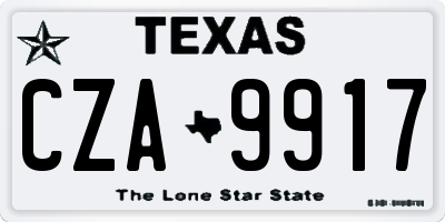 TX license plate CZA9917