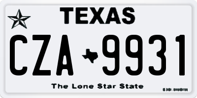 TX license plate CZA9931