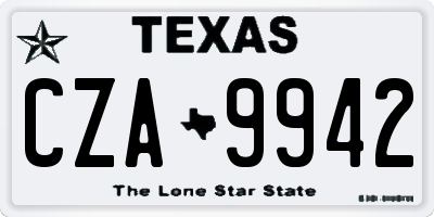 TX license plate CZA9942