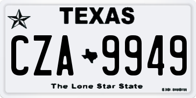 TX license plate CZA9949
