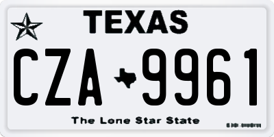 TX license plate CZA9961