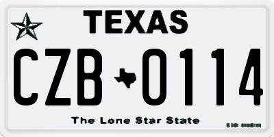 TX license plate CZB0114