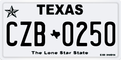 TX license plate CZB0250