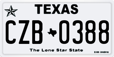 TX license plate CZB0388