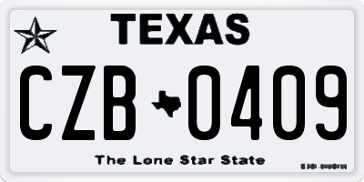TX license plate CZB0409
