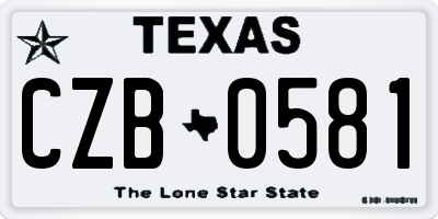 TX license plate CZB0581