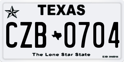 TX license plate CZB0704