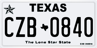 TX license plate CZB0840