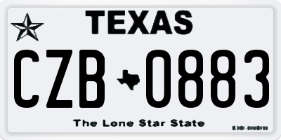 TX license plate CZB0883
