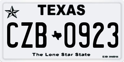 TX license plate CZB0923