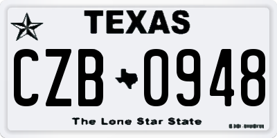TX license plate CZB0948