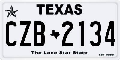 TX license plate CZB2134