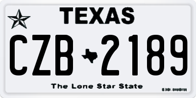 TX license plate CZB2189